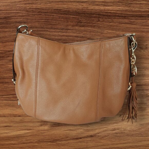 Michael Kors Brooke Pebble Leather Brown "Large" Hobo Handbag - Picture 3 of 11